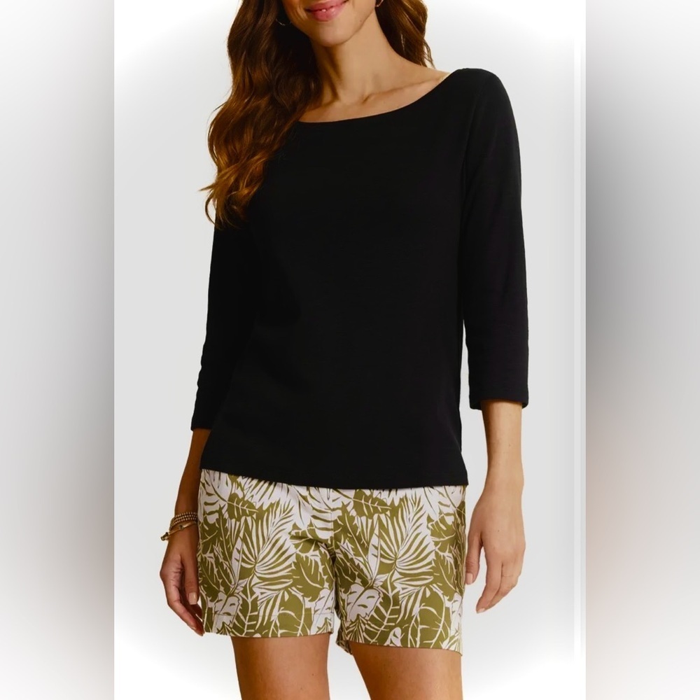 Tommy Bahama Silk Blend Knit Scoop Neck Black Sweater